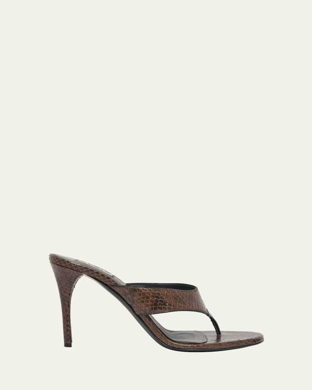 Snakeskin Leather Thong Sandals